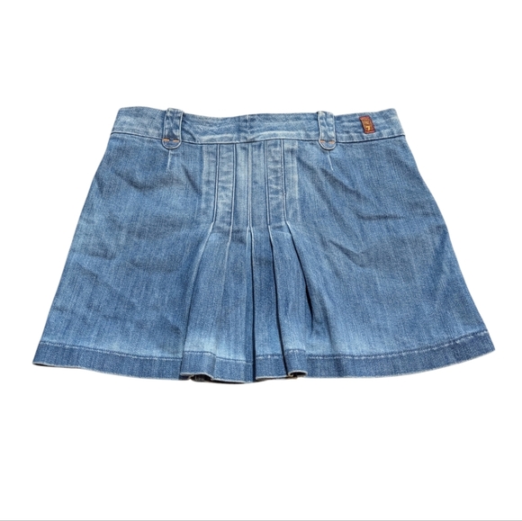 7 For All Mankind Denim Jean Mini Skirt Medium Wash size 31 Cowgirl Mean Girls - Picture 2 of 6